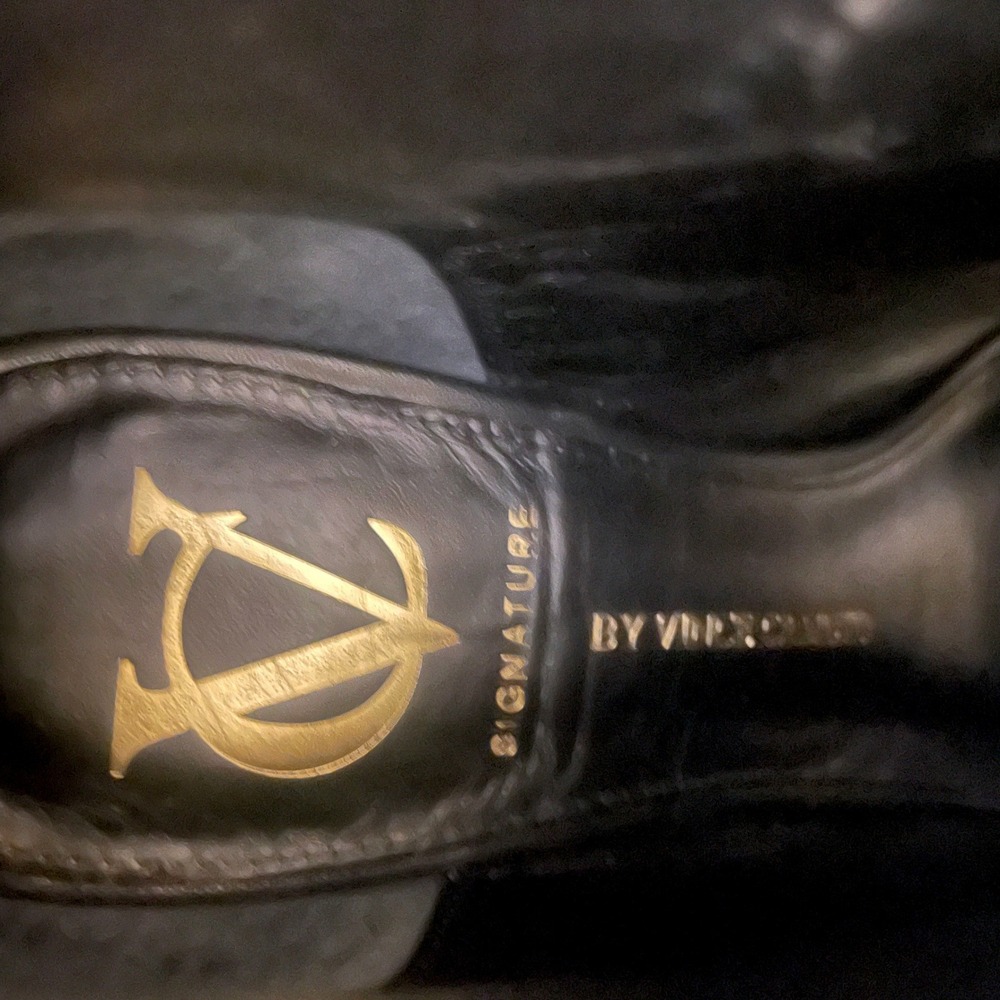 VC Signature Vince Camuto Nikoletta Black Leather Peep Toe Ankle Boots 7M 37 - Picture 7 of 8
